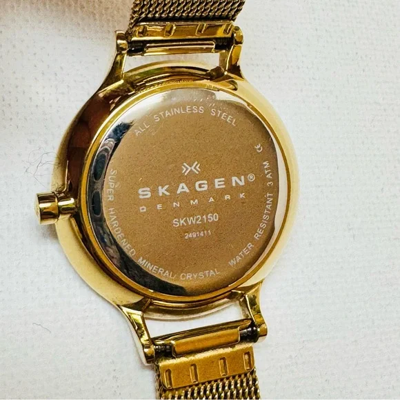 Skagen Anita Crystal Dial 30mm Women's Midsized Gold Watch Mesh Band SKW2150